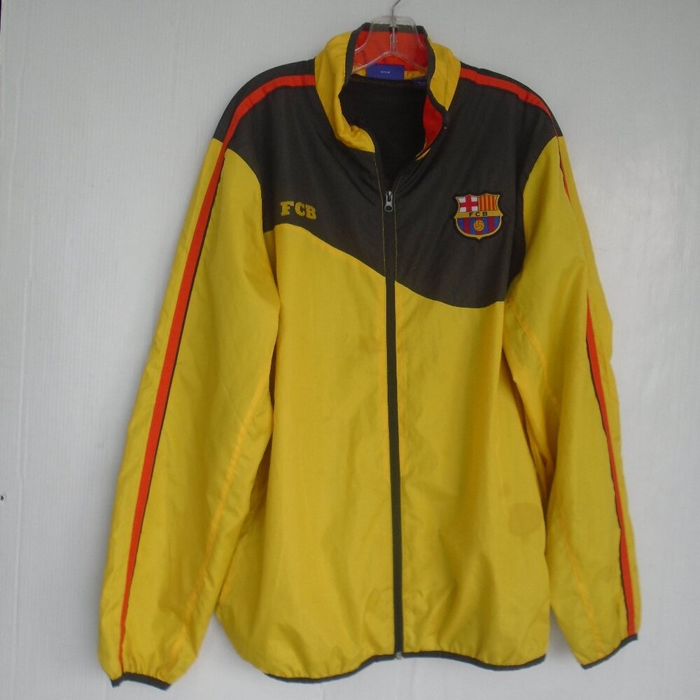 Barcelona Football Club Windbreaker Jacket Mens Size XL Gold/Black